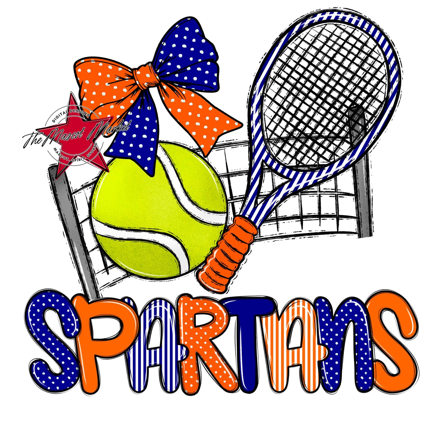 Spartans Tennis Spirit Design-Blue & Orange