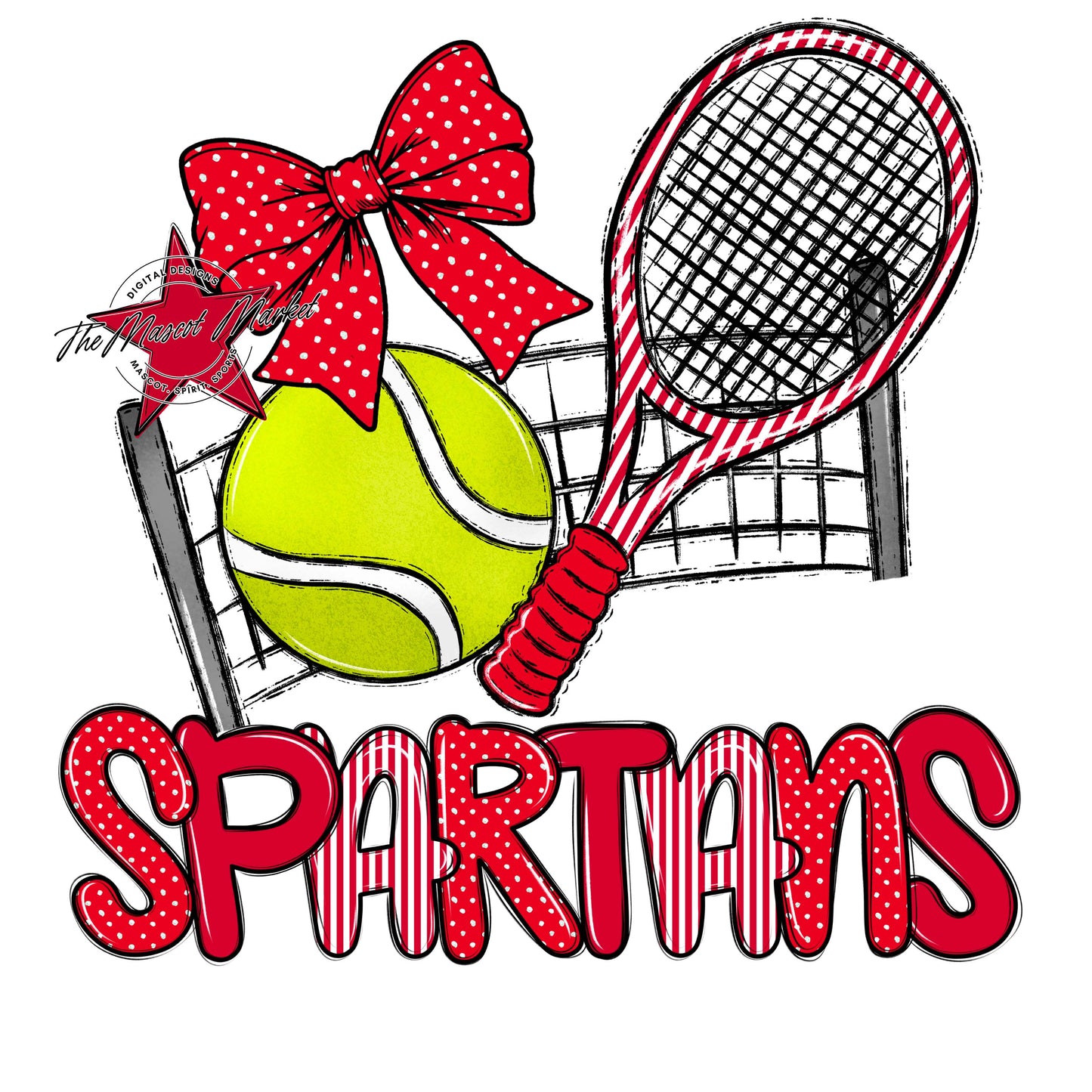 Spartans Tennis Spirit Design-Red