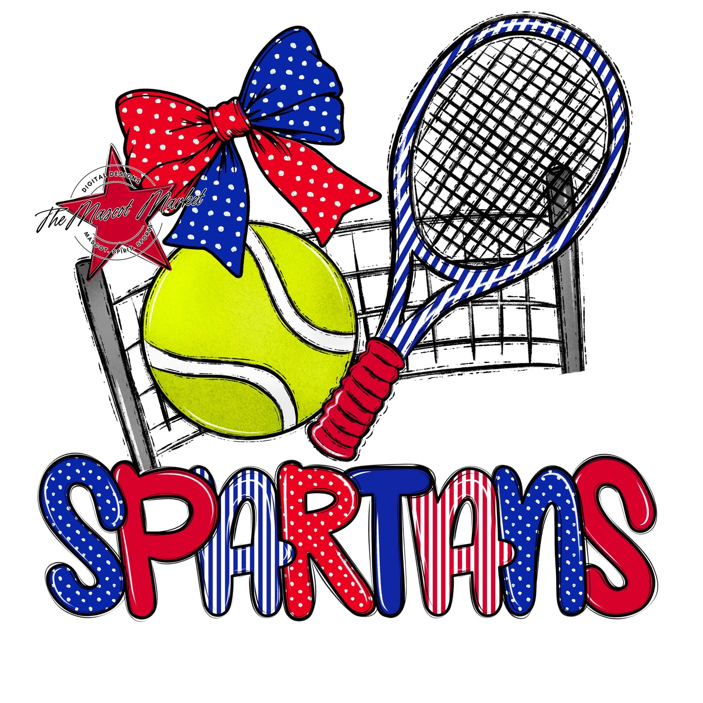 Spartans Tennis Spirit Design-Royal Blue & Red
