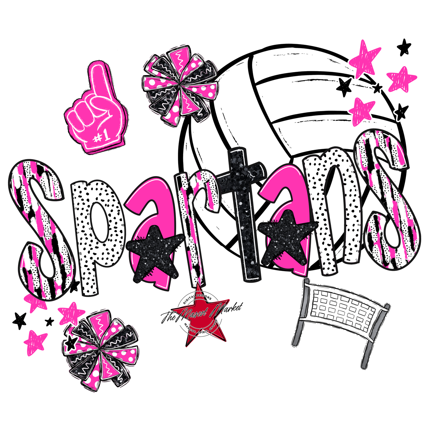 Spartans Volleyball Scrape-Pink