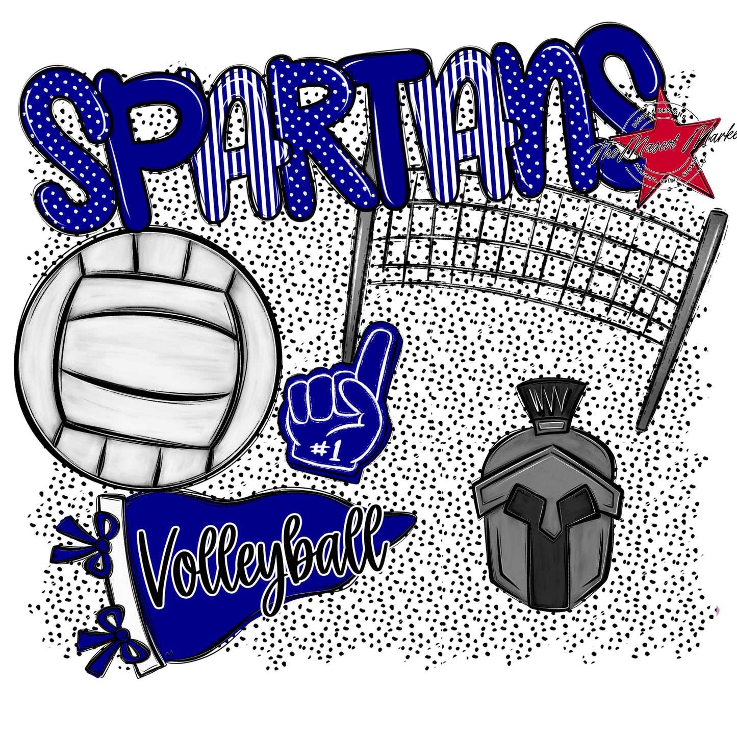 Spartans Volleyball Spirit-Blue