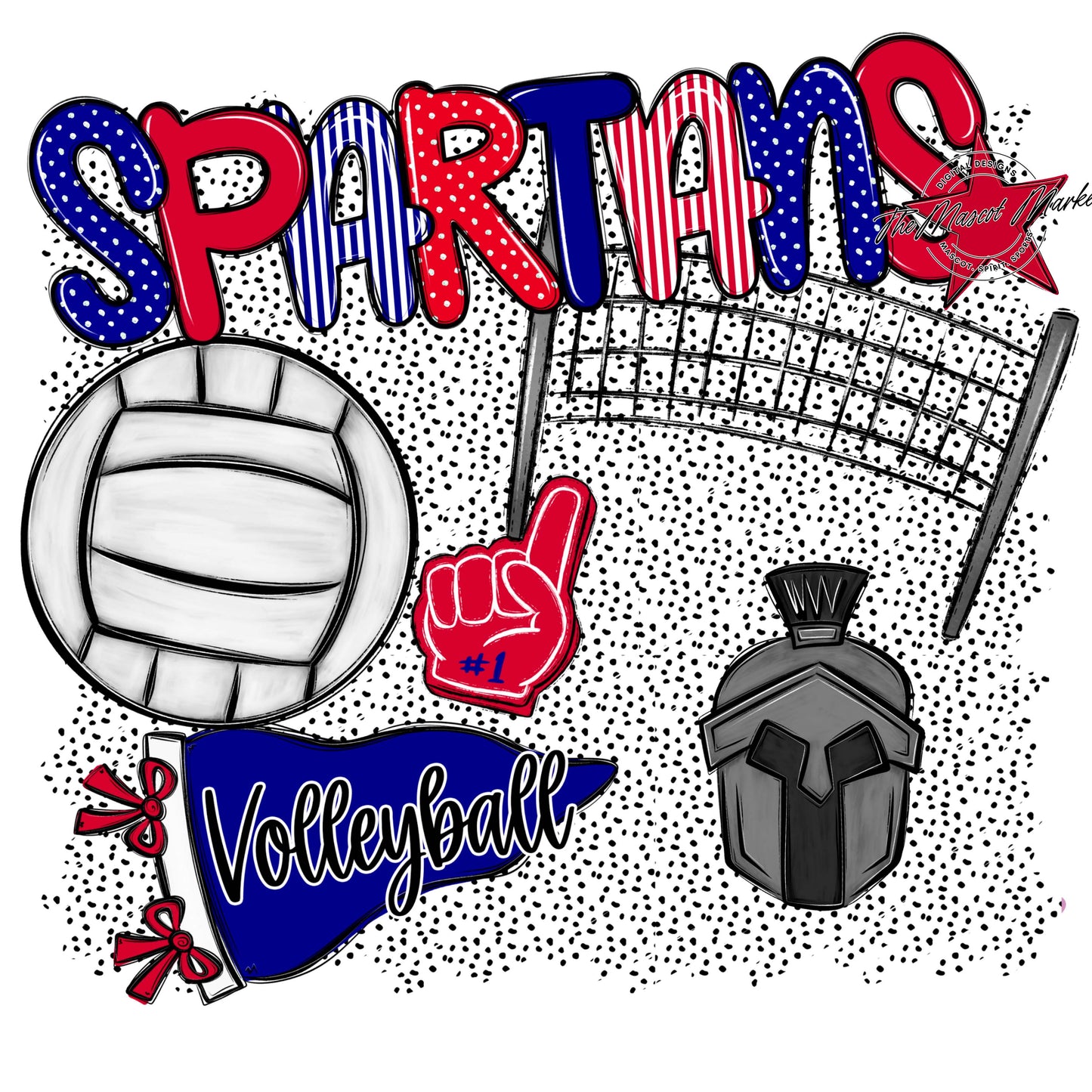 Spartans Volleyball Spirit-Blue & Red