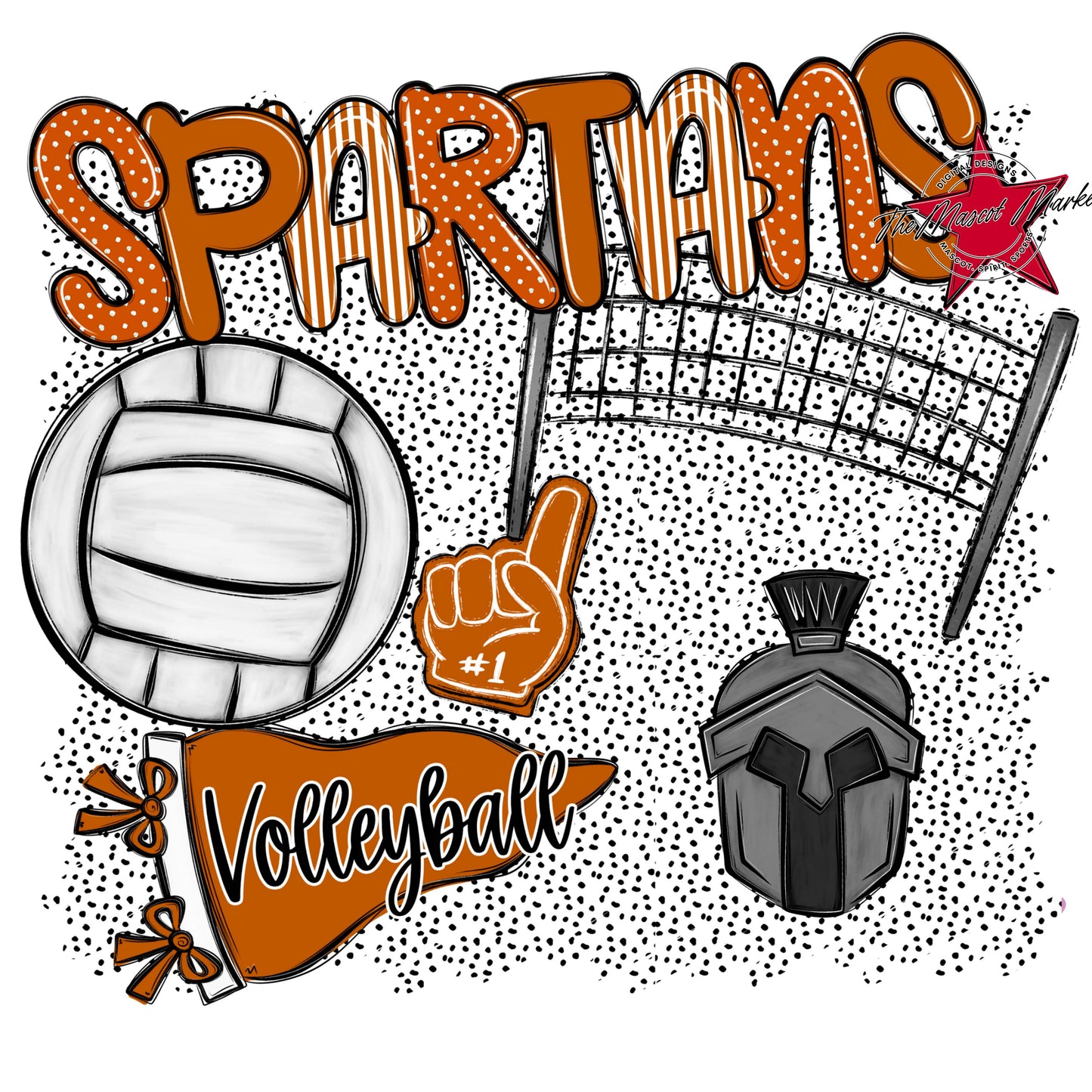 Spartans Volleyball Spirit-Burnt Orange