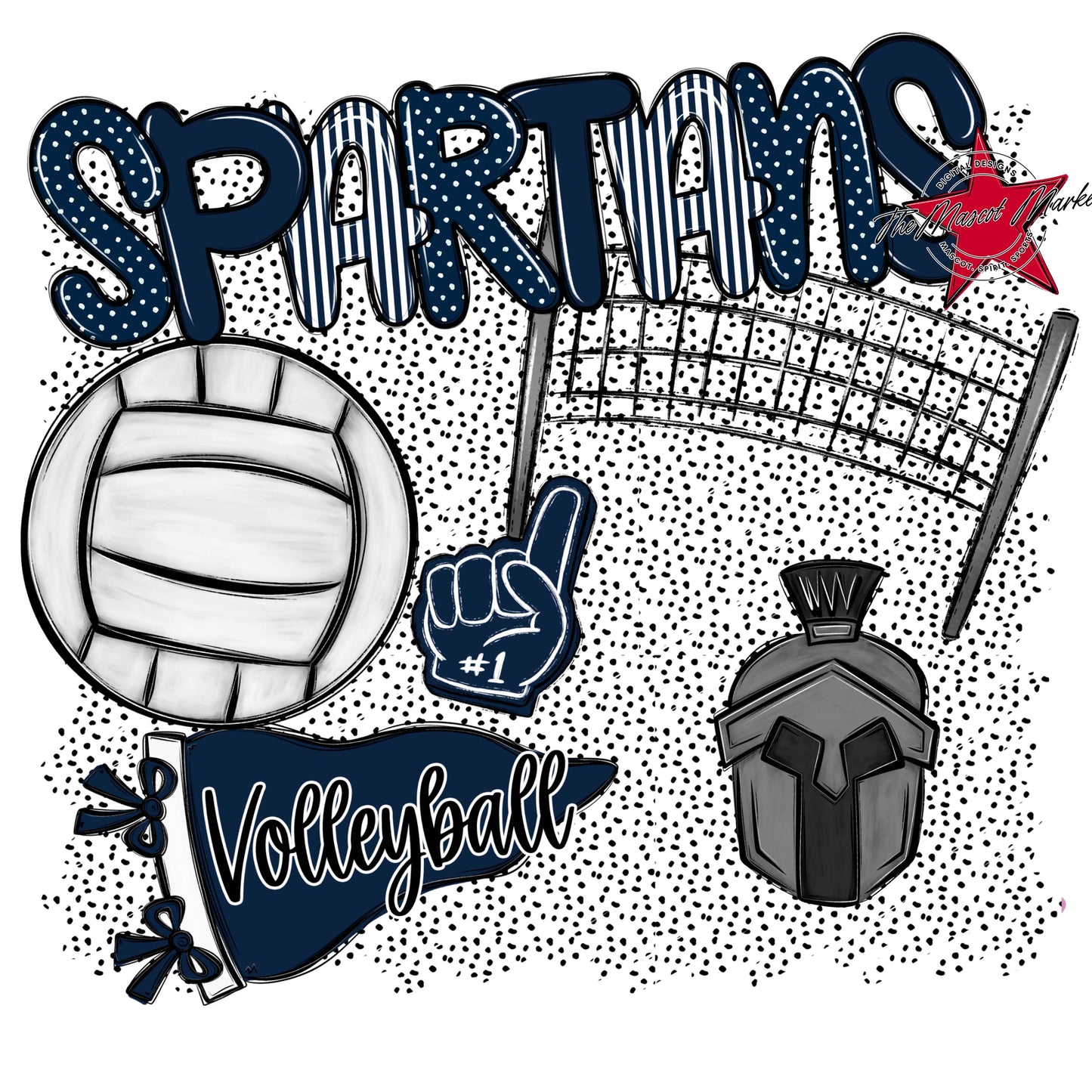 Spartans Volleyball Spirit-Navy