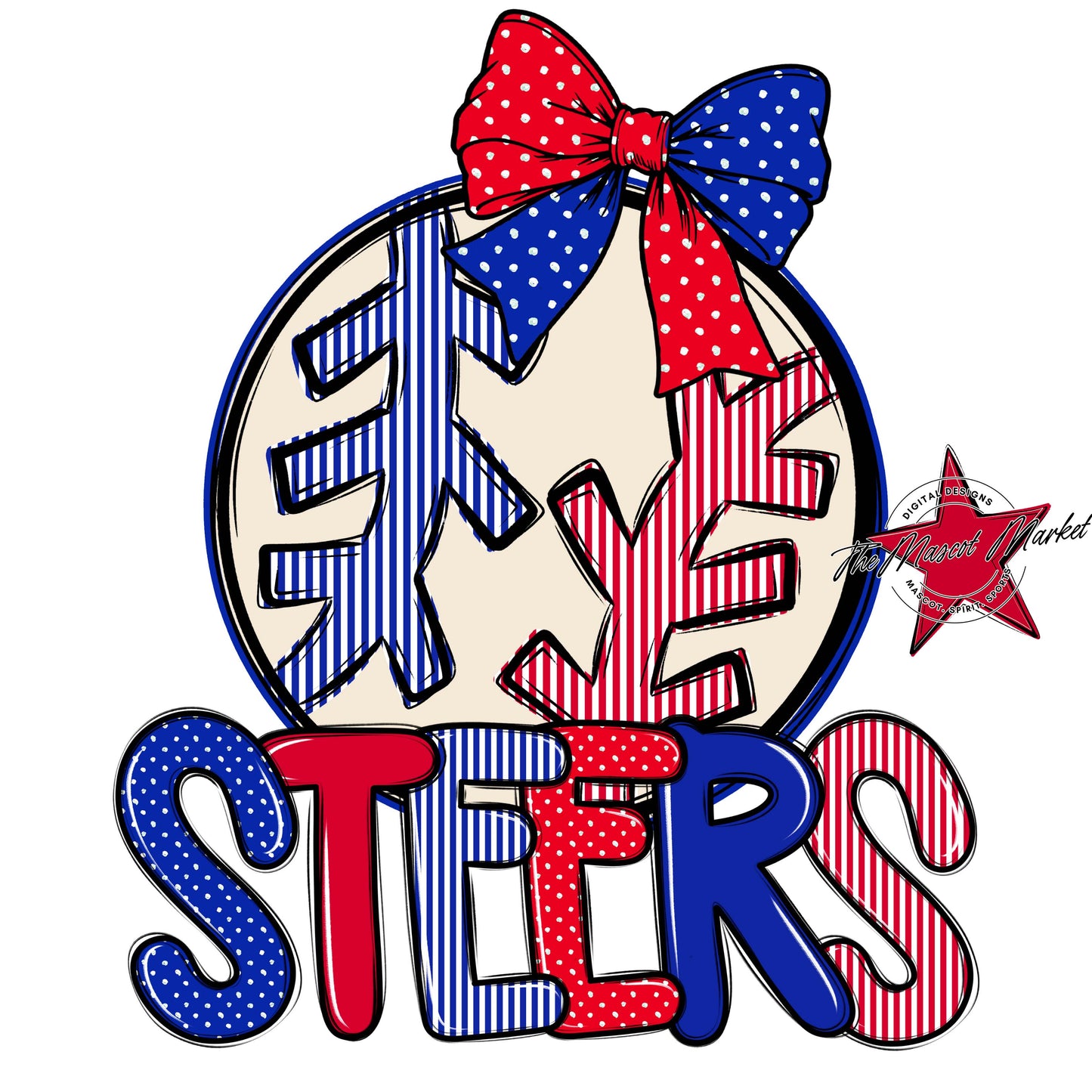 Steers Baseball-Softball Spirit Design-Royal Blue & Red