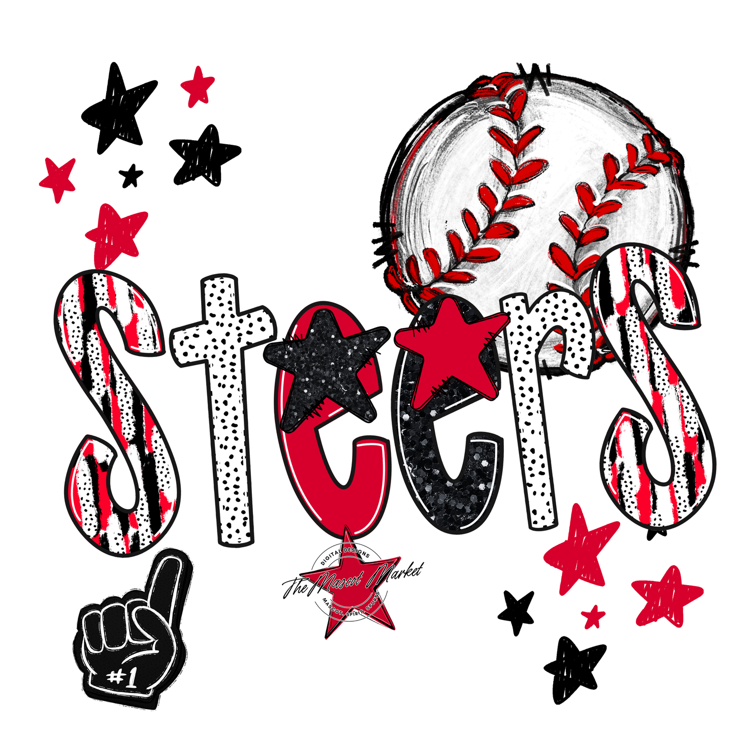 Steers Baseball Scrape-Red