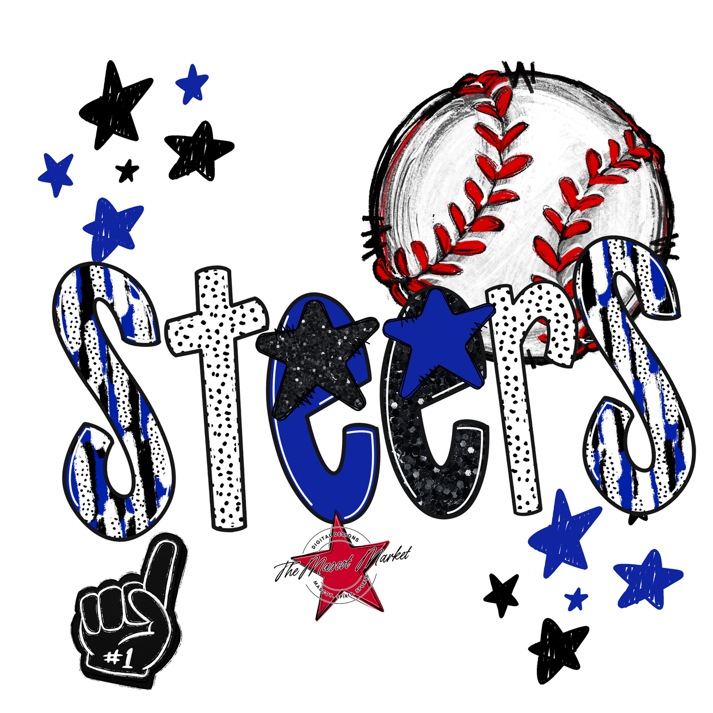 Steers Baseball Scrape-Royal Blue