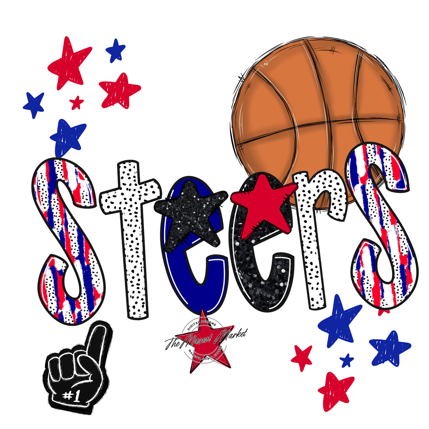 Steers Basketball Scrape-Blue-Red
