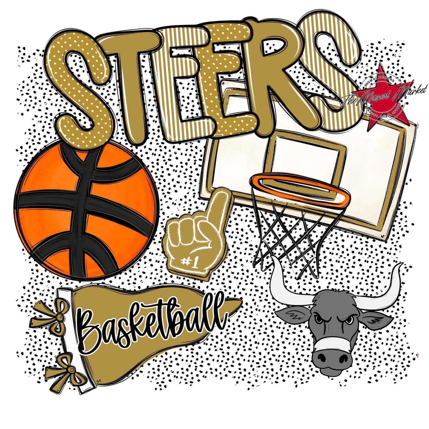 Steers Basketball Spirit-Gold