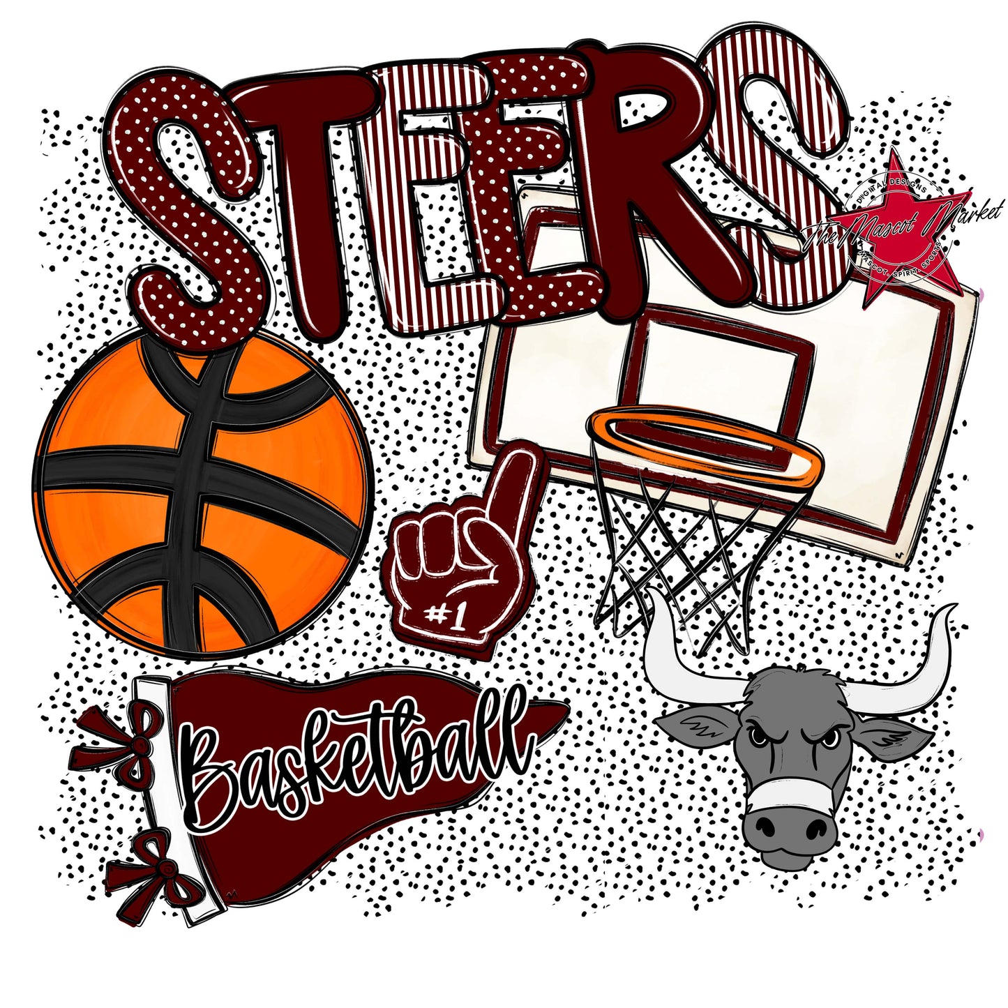 Steers Basketball Spirit-Maroon