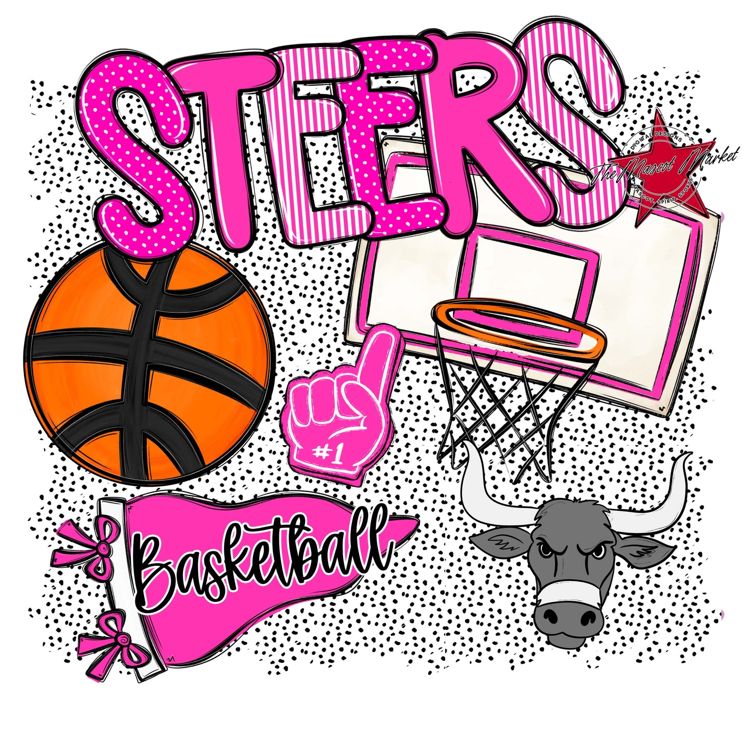 Steers Basketball Spirit-Pink