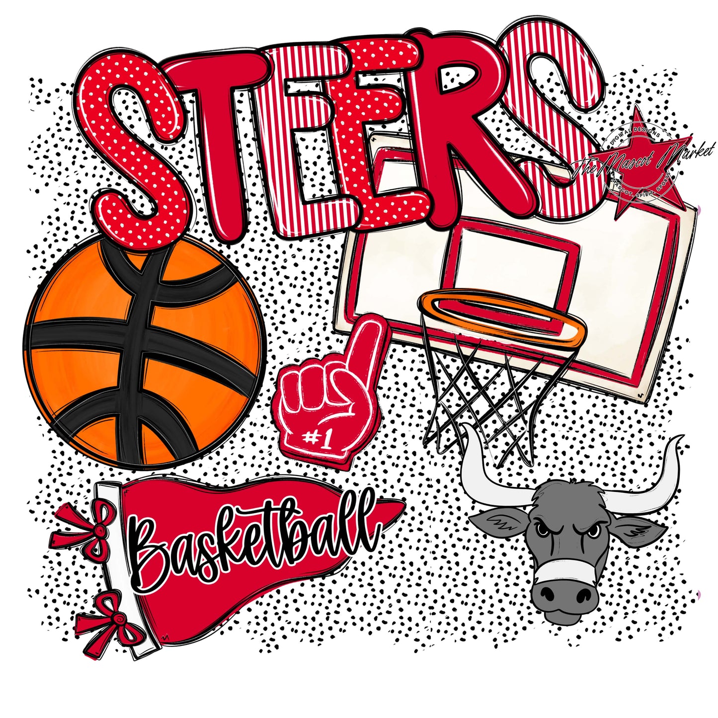 Steers Basketball Spirit-Red