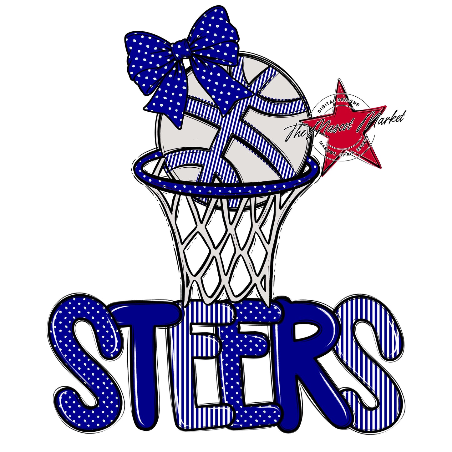 Steers Basketball Spirit Design-Blue