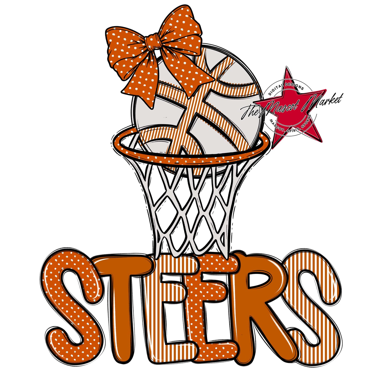 Steers Basketball Spirit Design-Burnt Orange