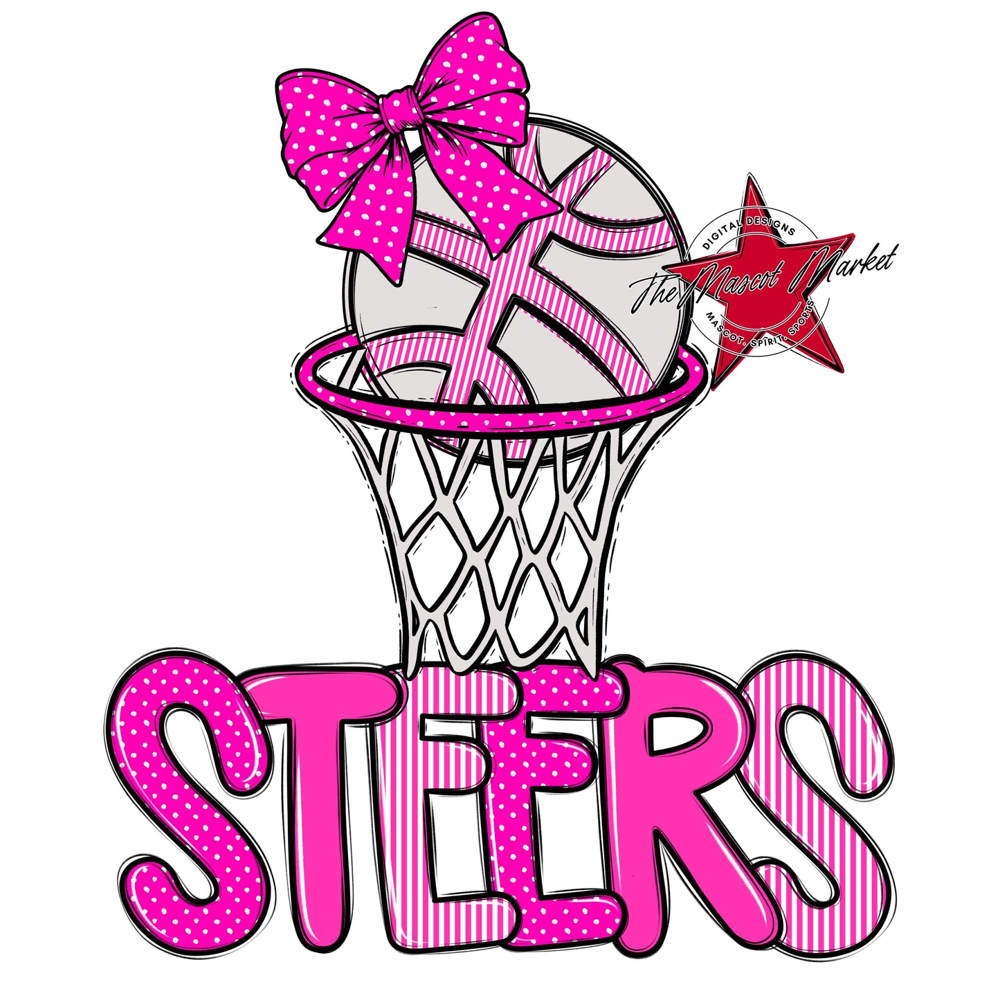 Steers Basketball Spirit Design-Pink