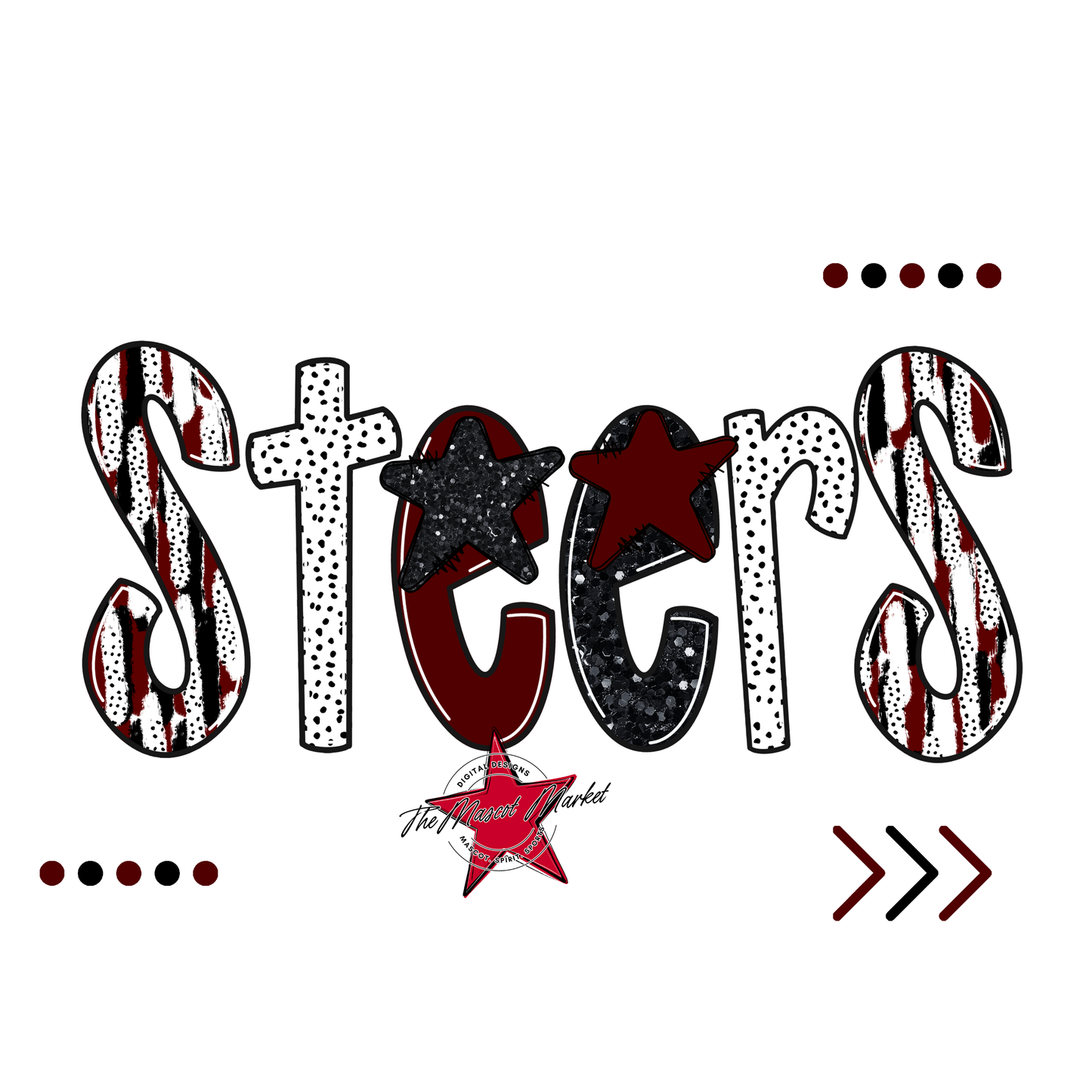 Steers Brushstroke Alpha w Arrows-Maroon