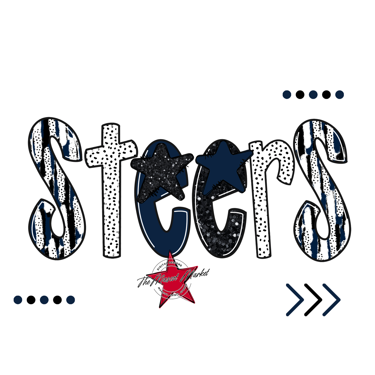 Steers Brushstroke Alpha w Arrows-Navy