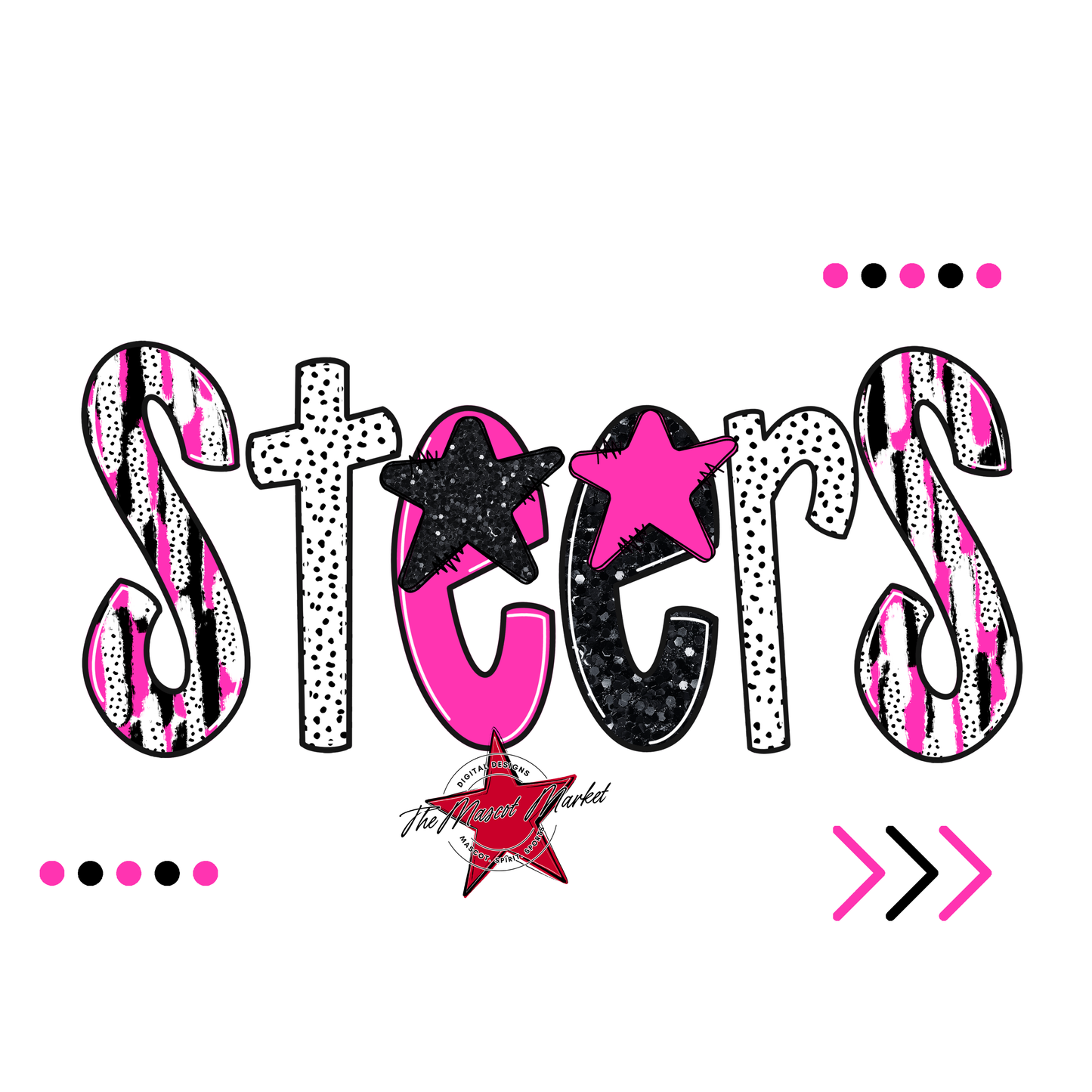 Steers Brushstroke Alpha w Arrows-Pink