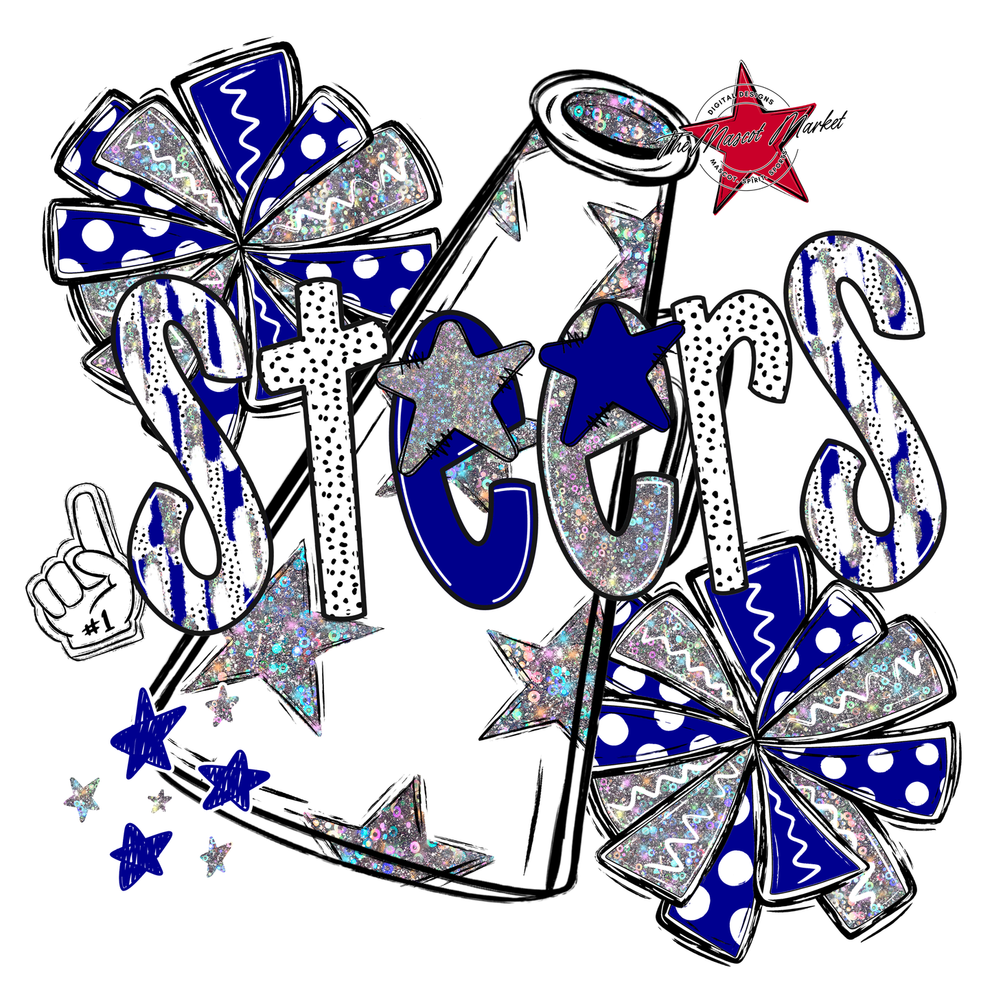 Steers Cheer Megaphone Scrape-Blue