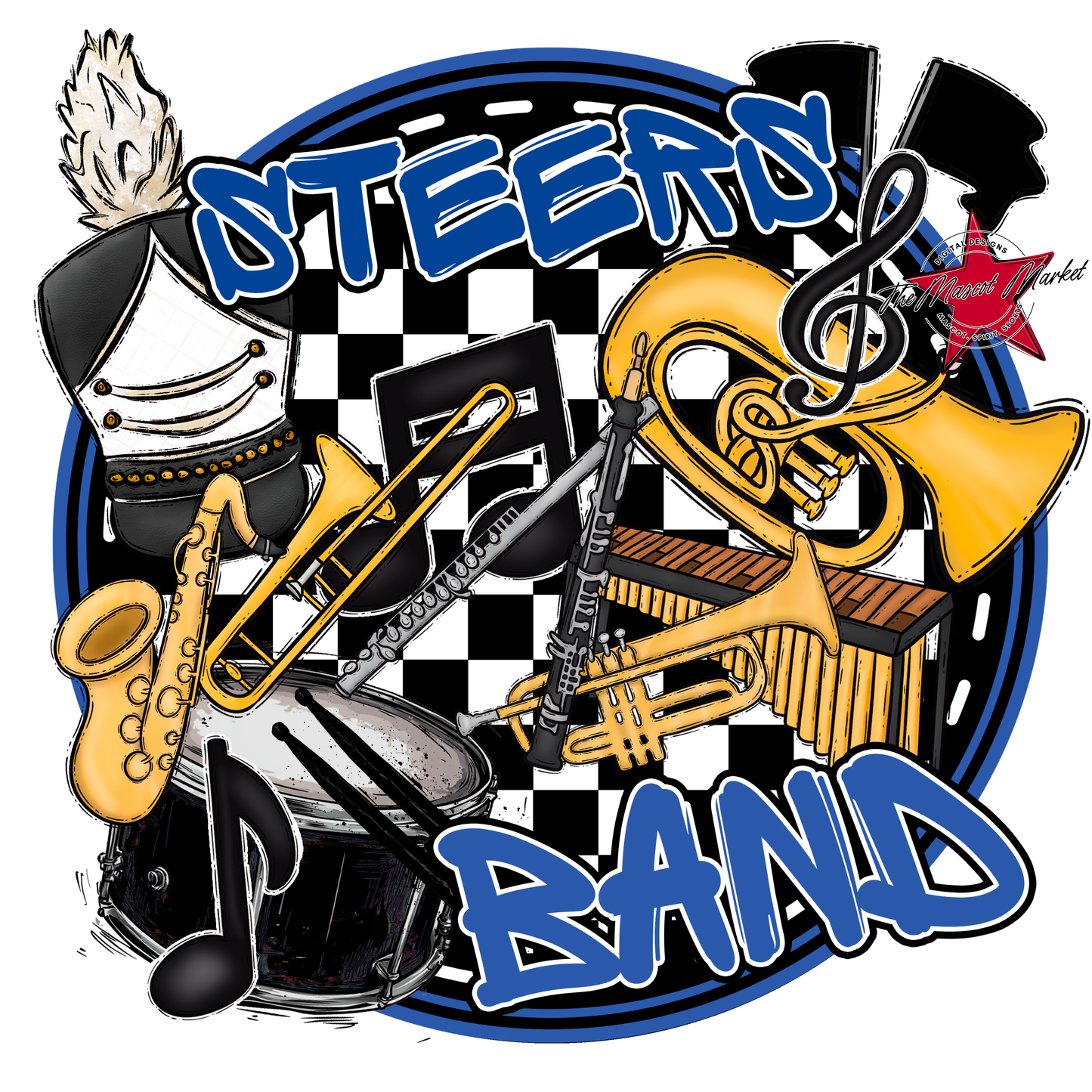 Steers Circle Band Design-Off Blue