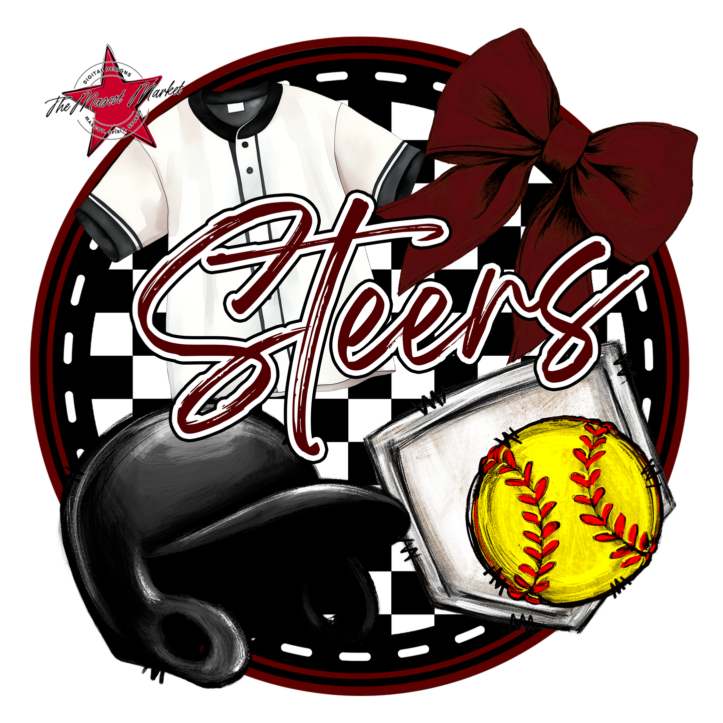 Steers Circle Softball Design-Maroon