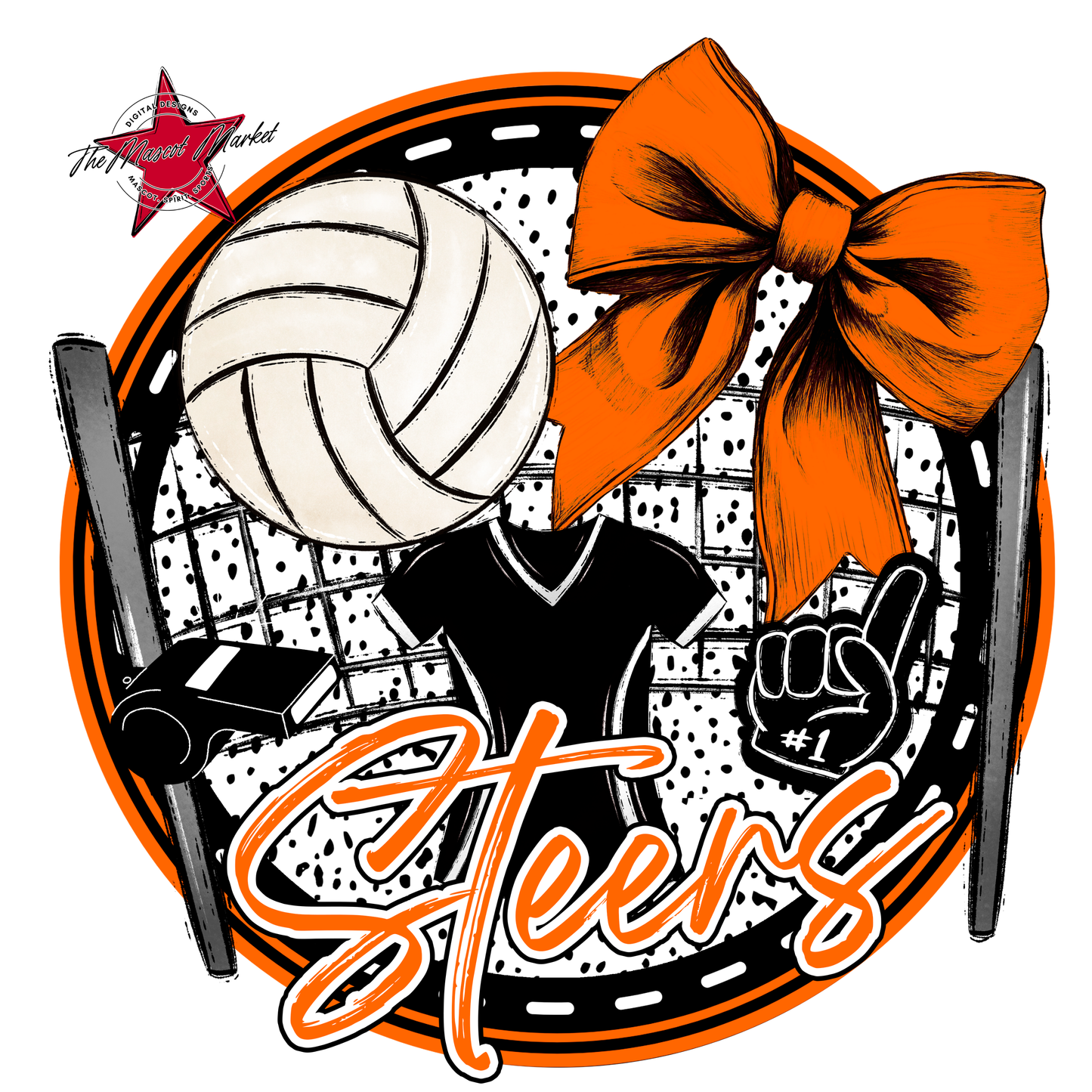 Steers Circle Volleyball Design-Orange