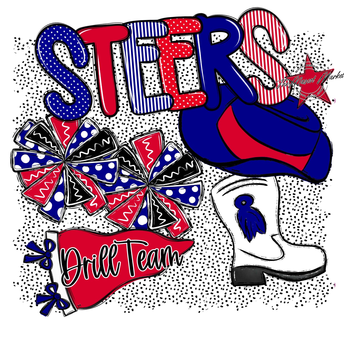 Steers Drillteam Spirit-Blue & Red