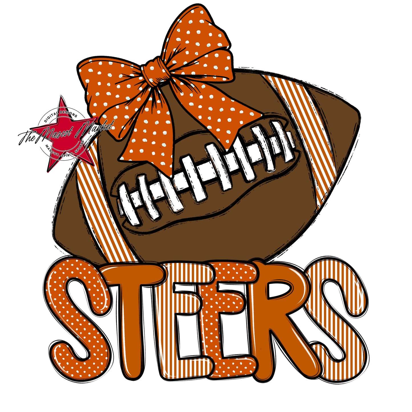 Steers Football Spirit Design-Burnt Orange