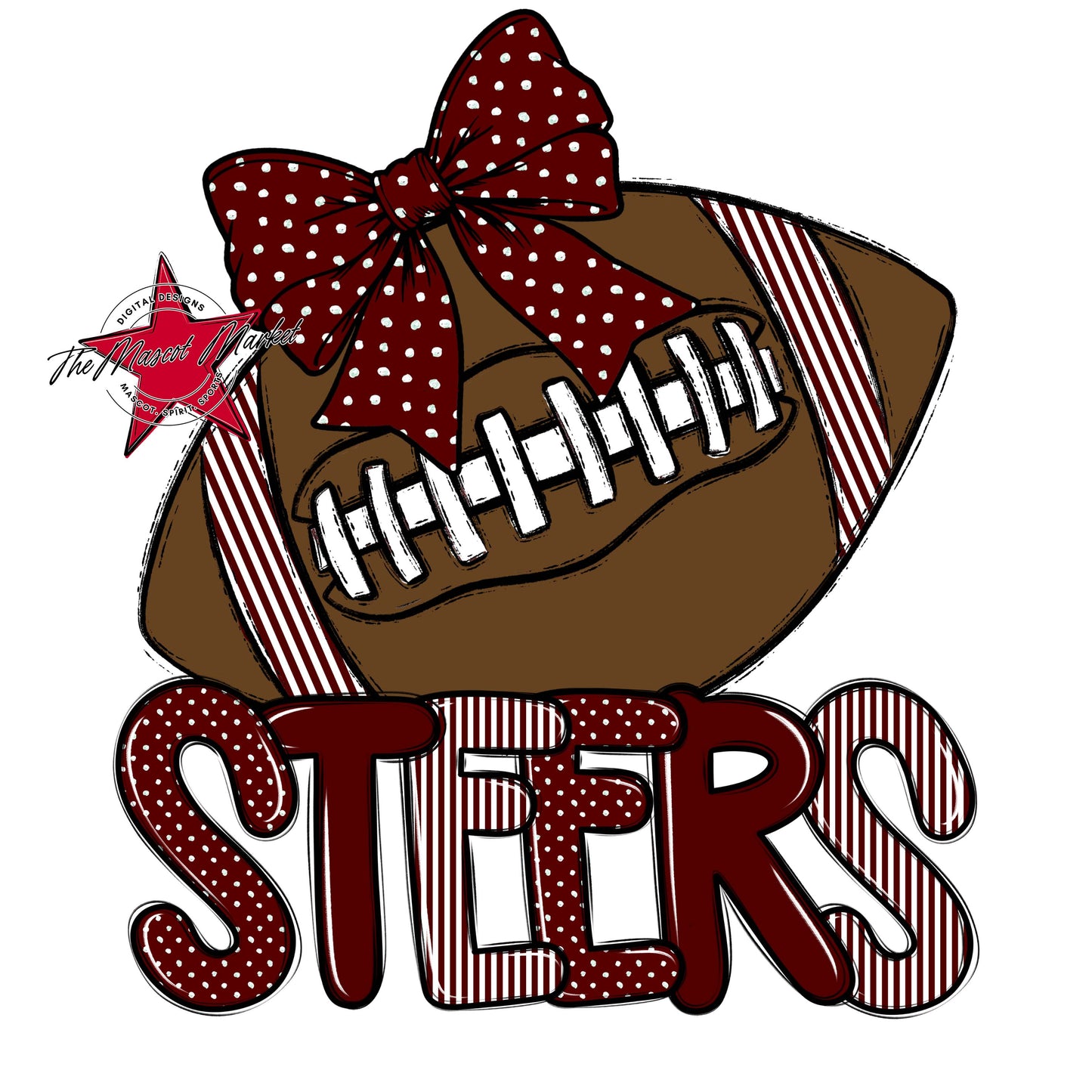 Steers Football Spirit Design-Maroon