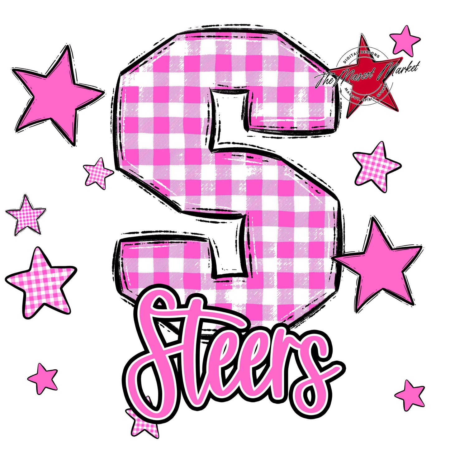 Steers Plaid Star Design-Baby Pink