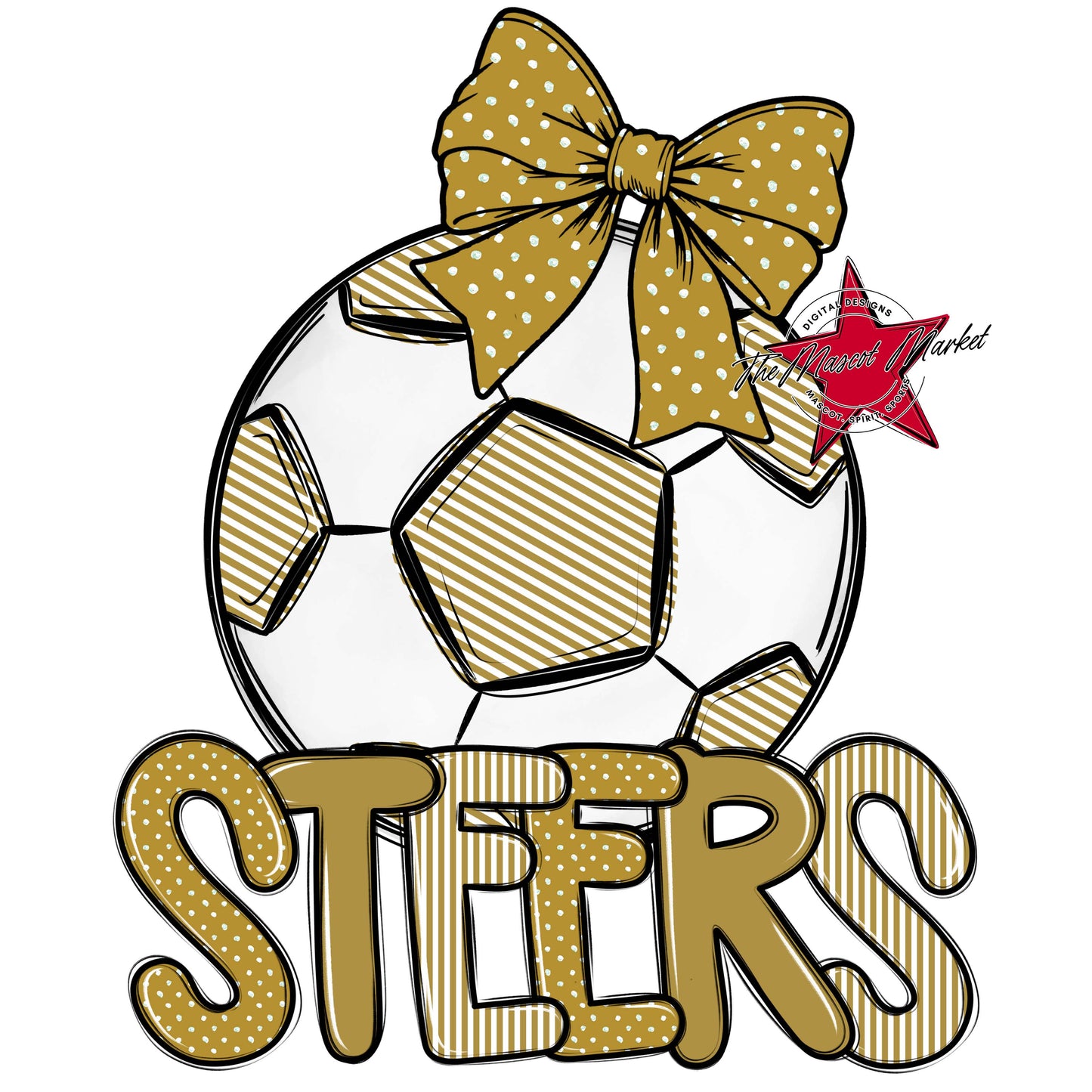 Steers Soccer Spirit Design-Gold