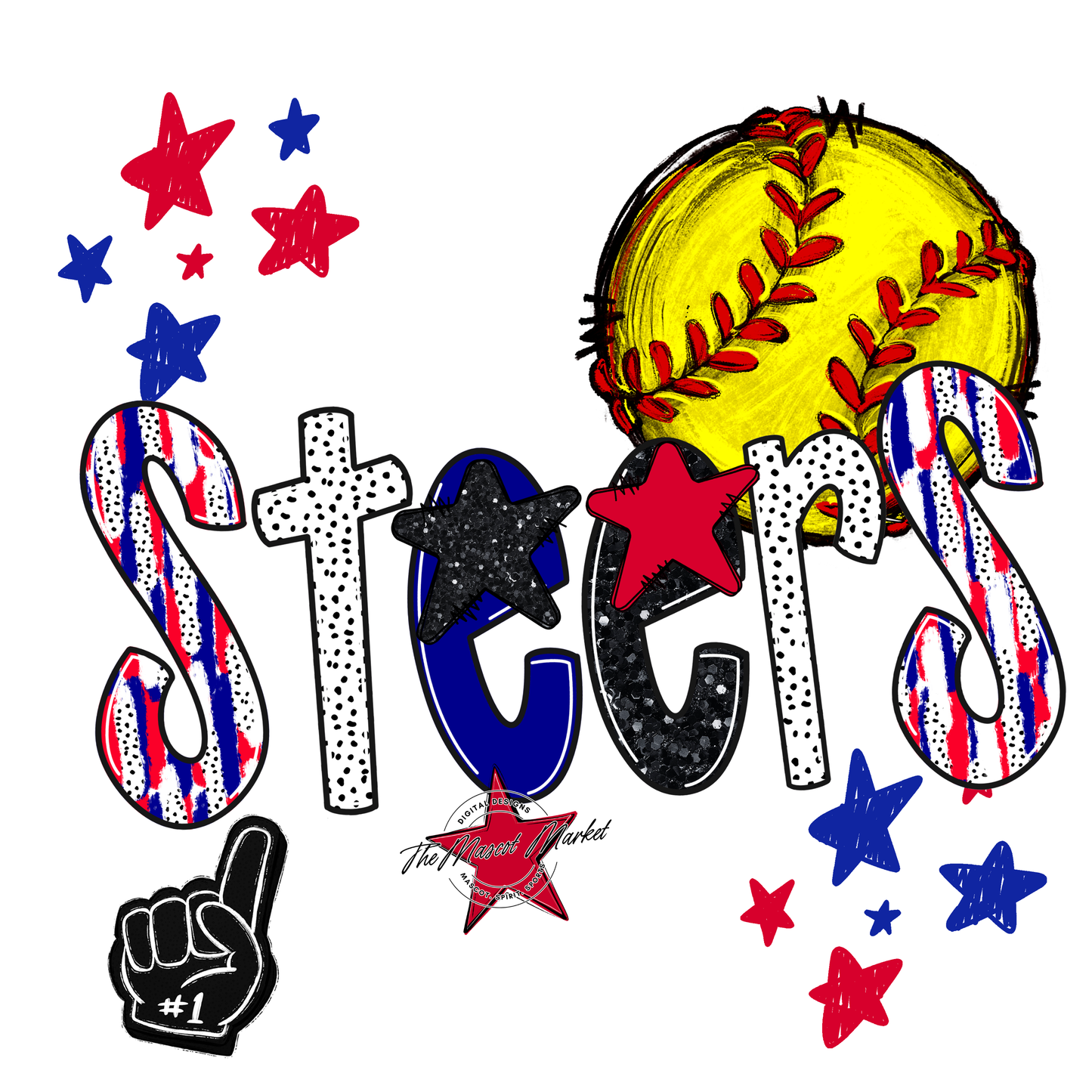 Steers Softball Scrape-Blue-Red
