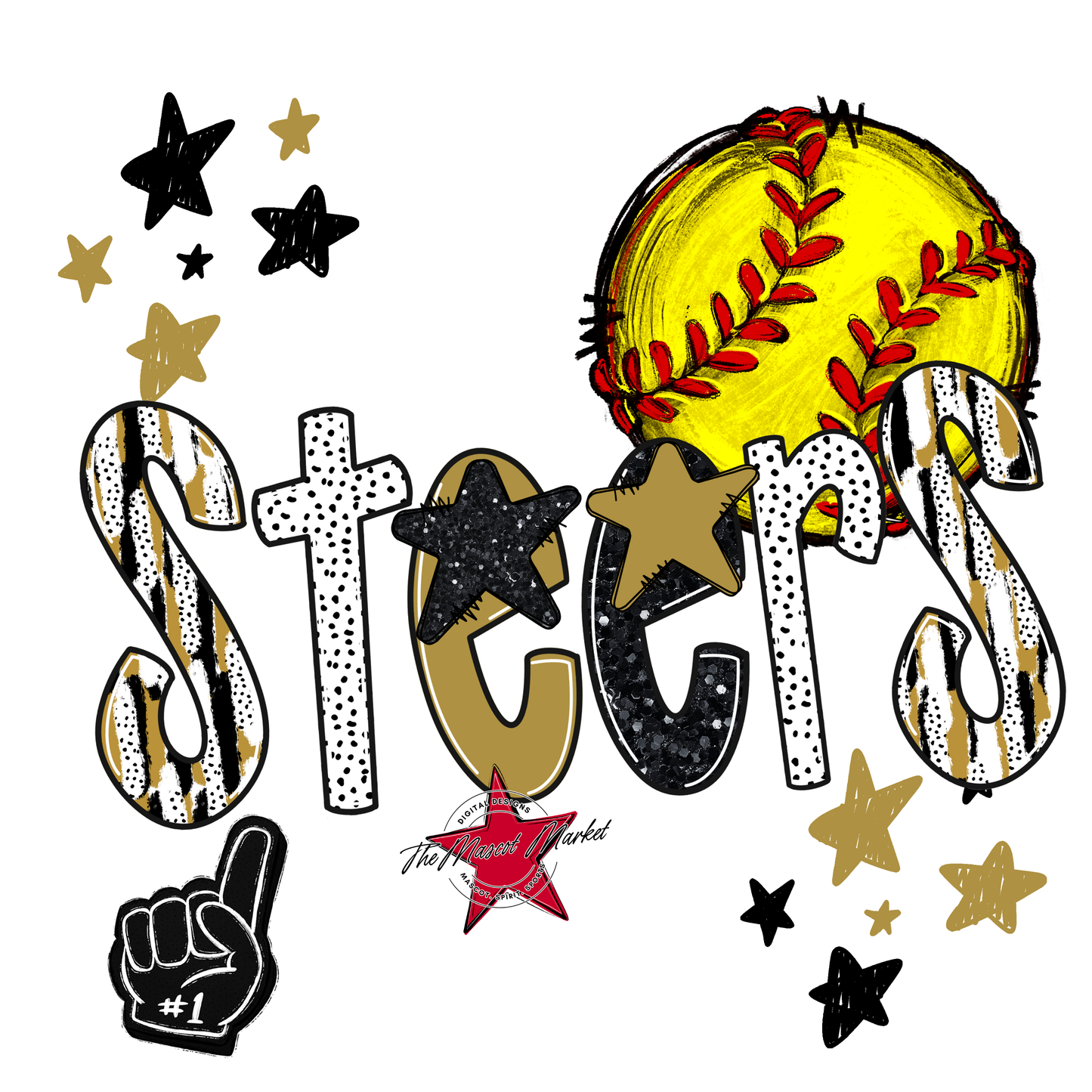 Steers Softball Scrape-Gold