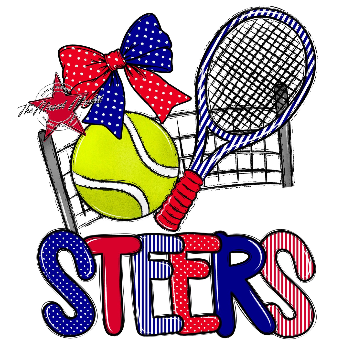 Steers Tennis Spirit Design-Blue & Red