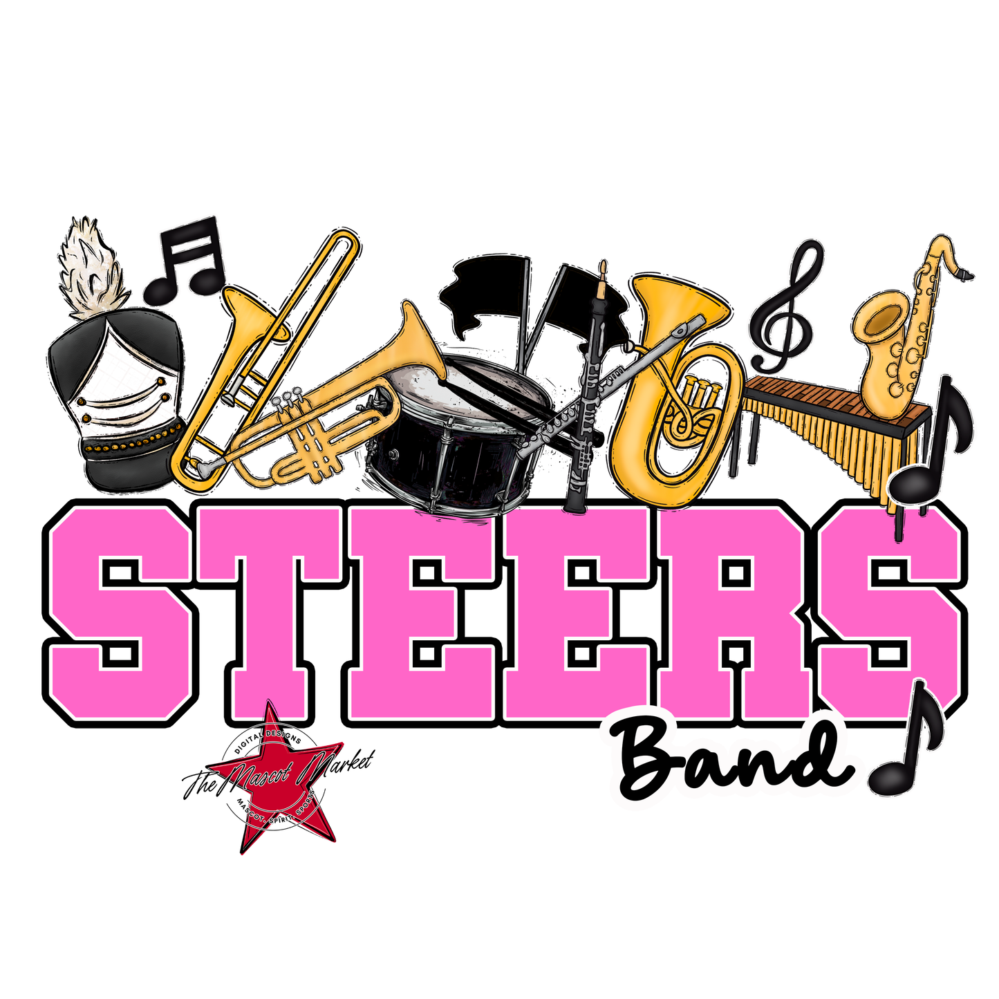 Steers Varsity Band-Baby Pink