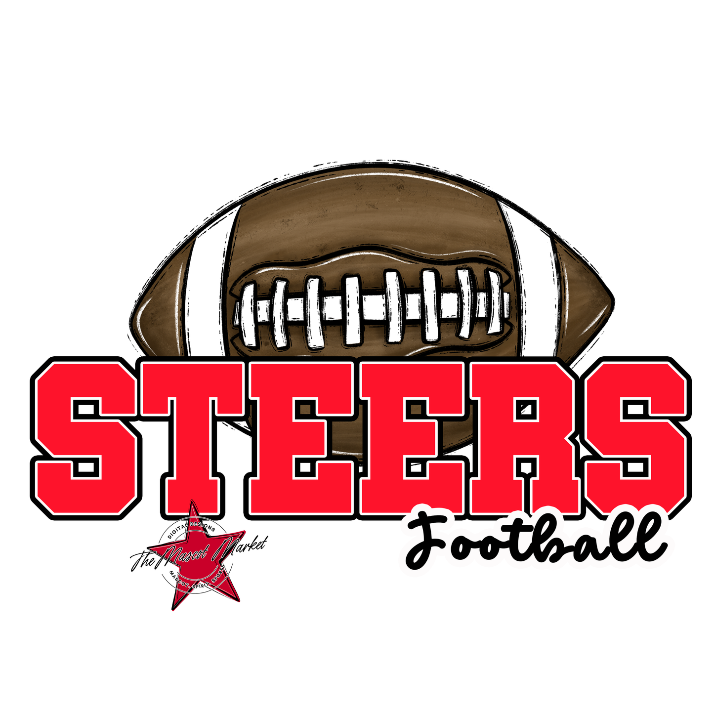 Steers Varsity Football-Bright Red