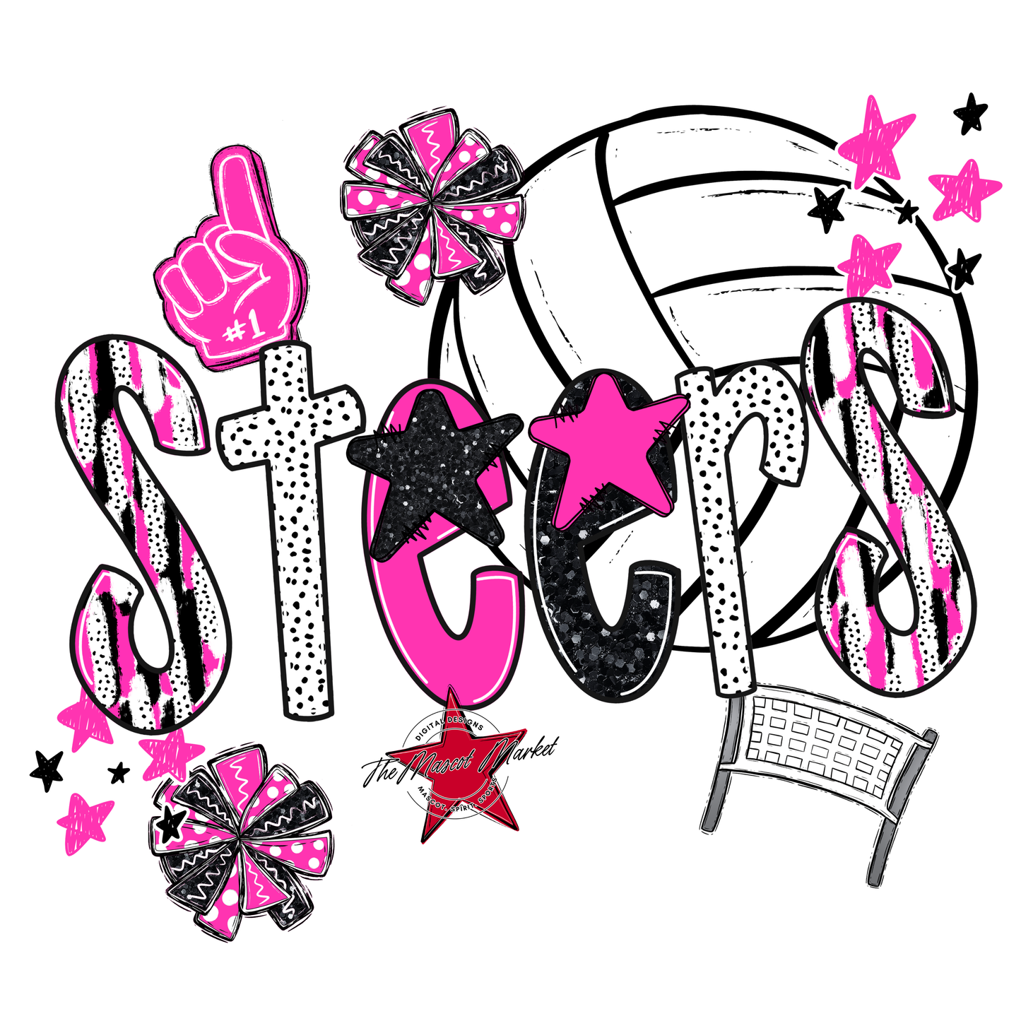 Steers Volleyball Scrape-Pink