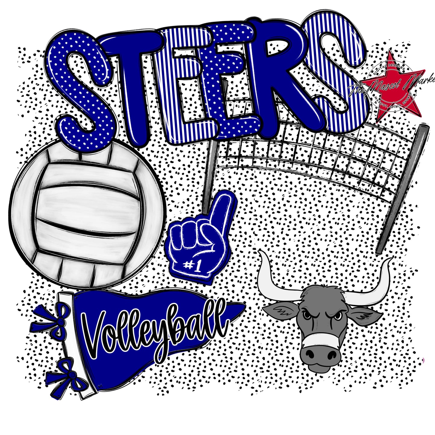 Steers Volleyball Spirit-Blue