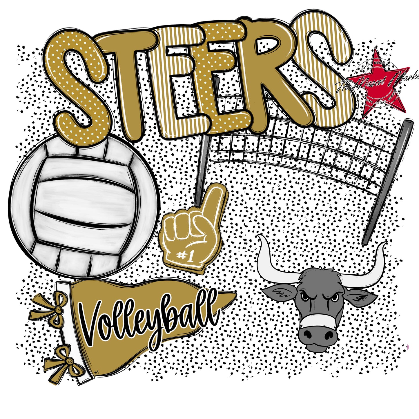 Steers Volleyball Spirit-Gold