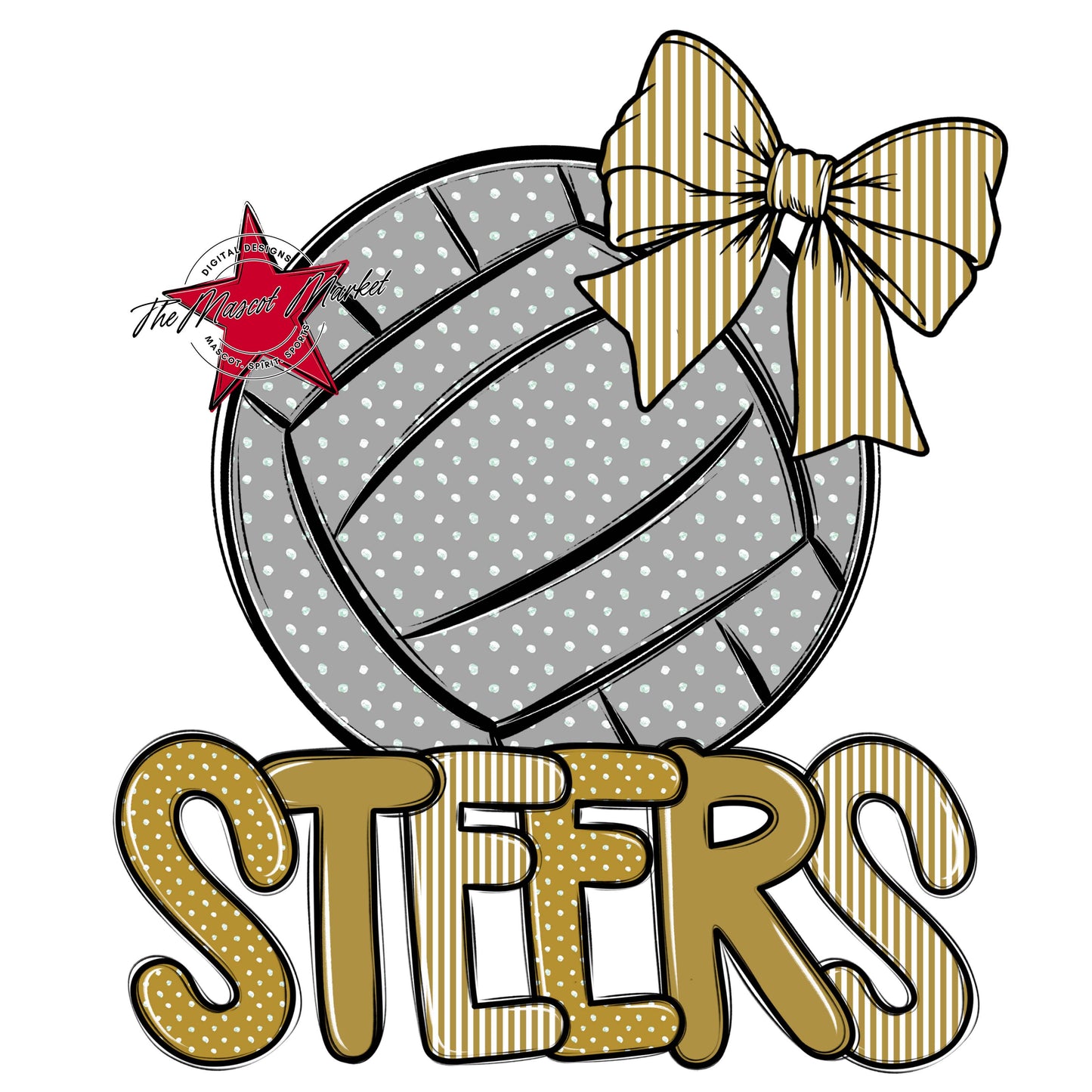 Steers Volleyball Spirit Design-Gold