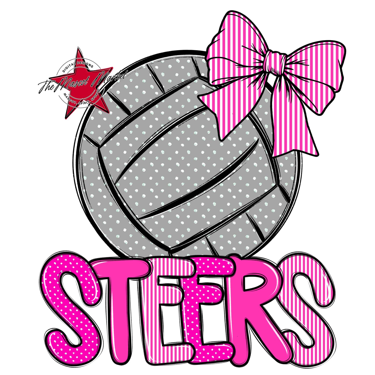 Steers Volleyball Spirit Design-Pink