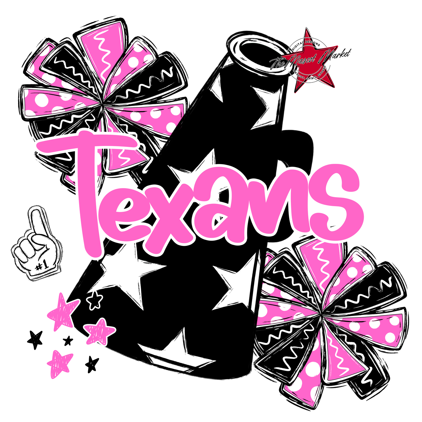 Texans Alpha Megaphone Design-Baby Pink