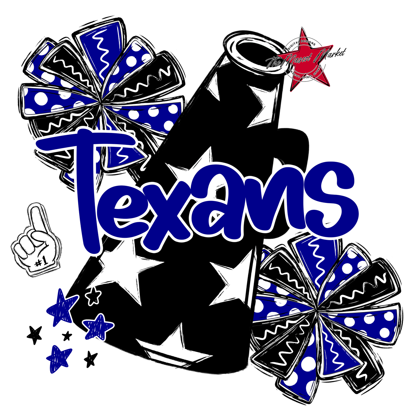 Texans Alpha Megaphone Design-Blue