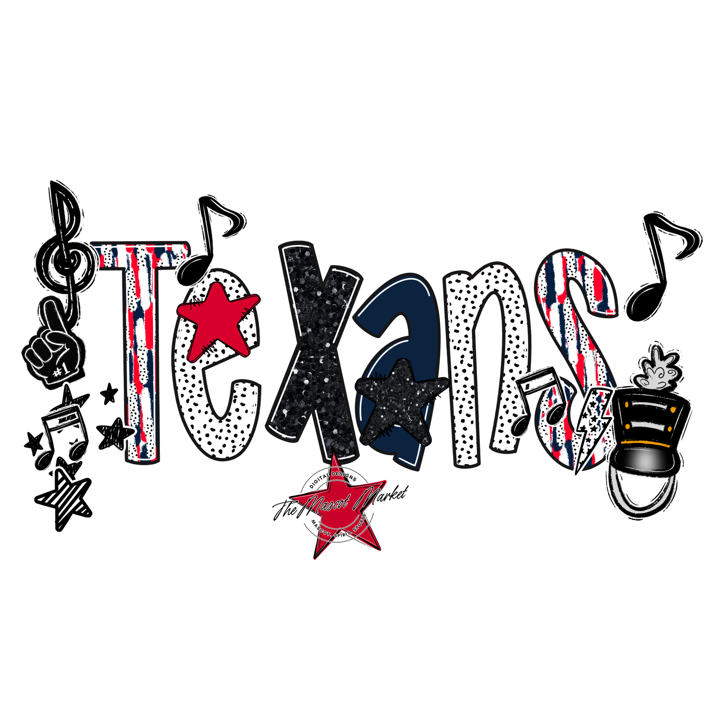 Texans Band Scrape-Navy-Red