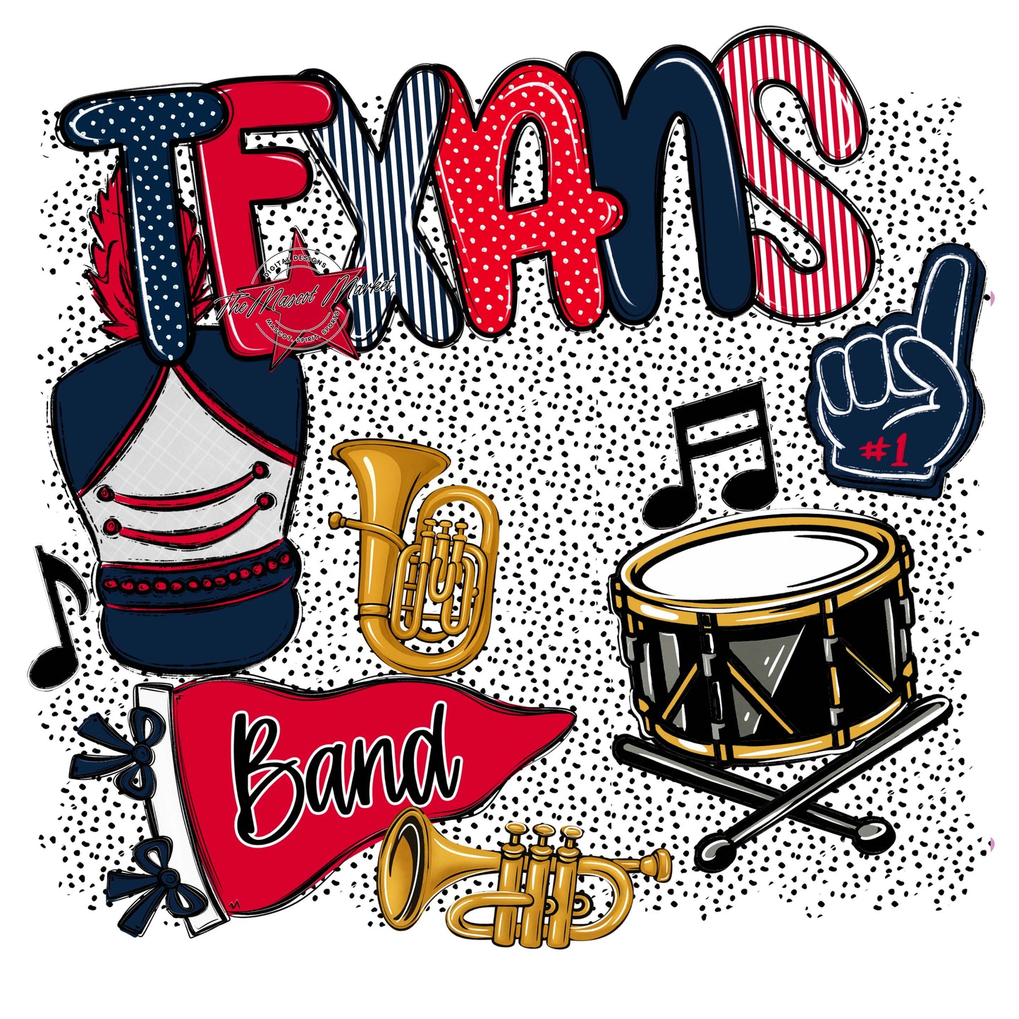 Texans Band Spirit-Navy & Red