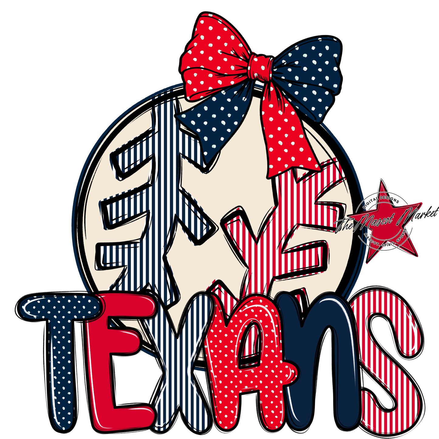 Texans Baseball-Softball Spirit Design-Navy & Red