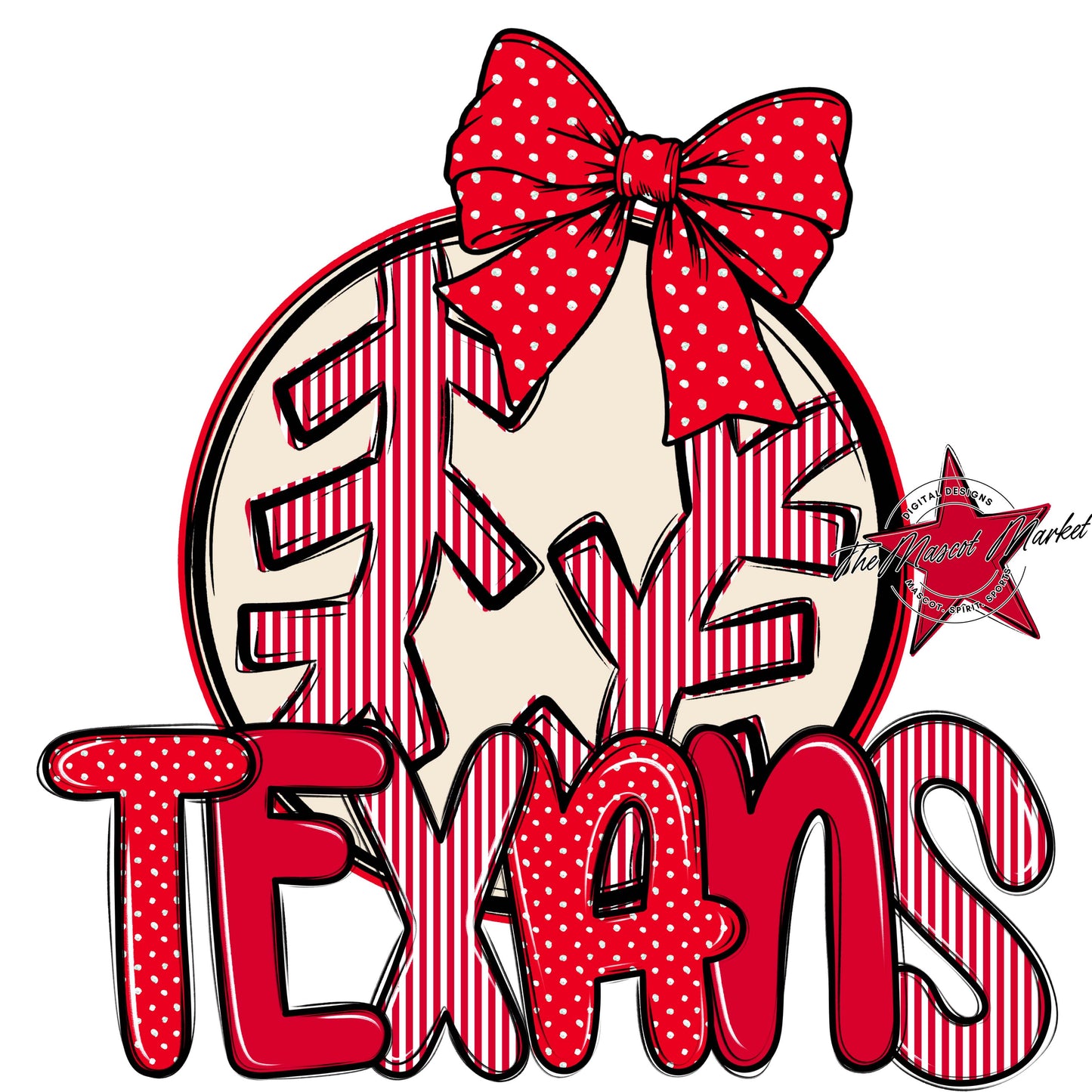 Texans Baseball-Softball Spirit Design-Red