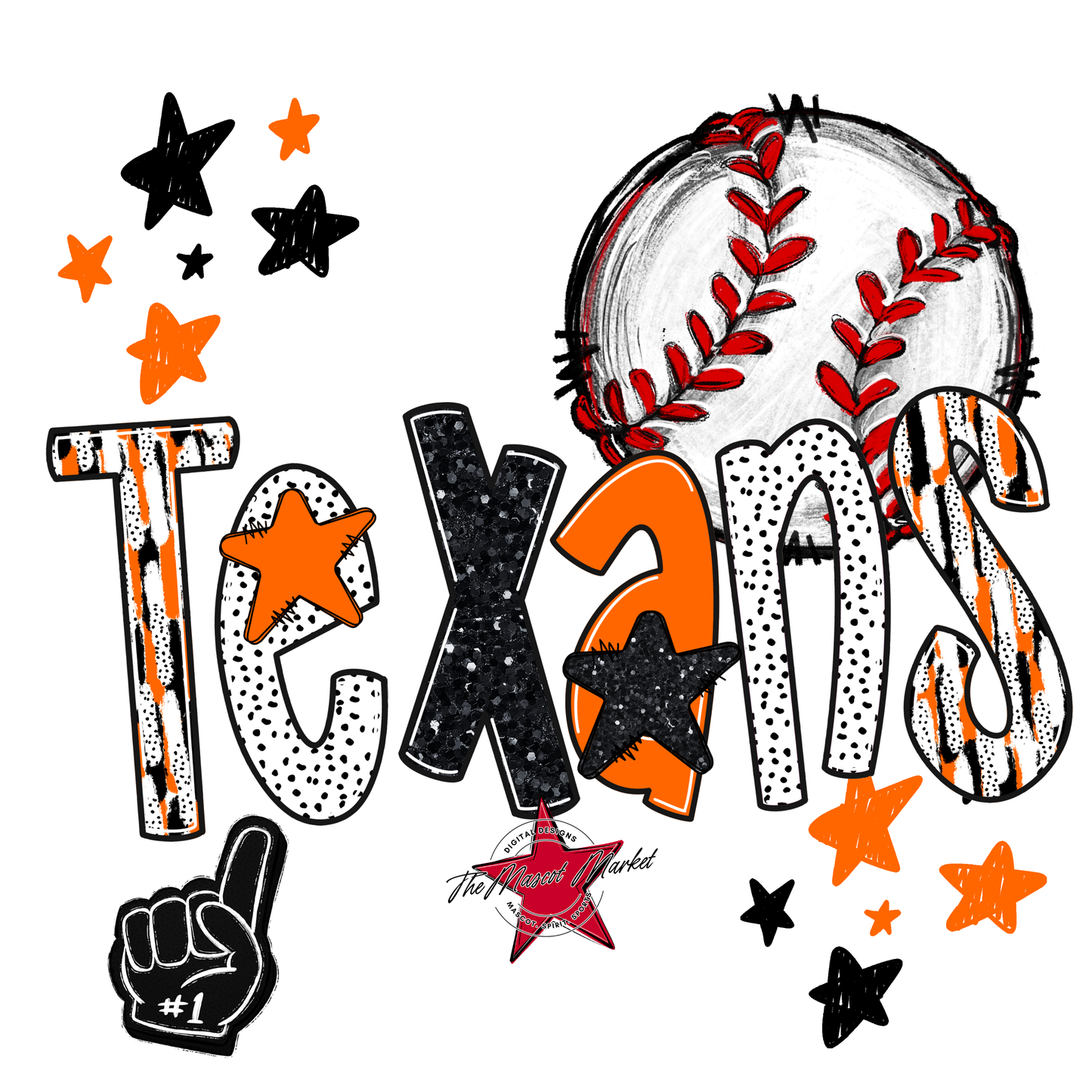 Texans Baseball Scrape-Orange