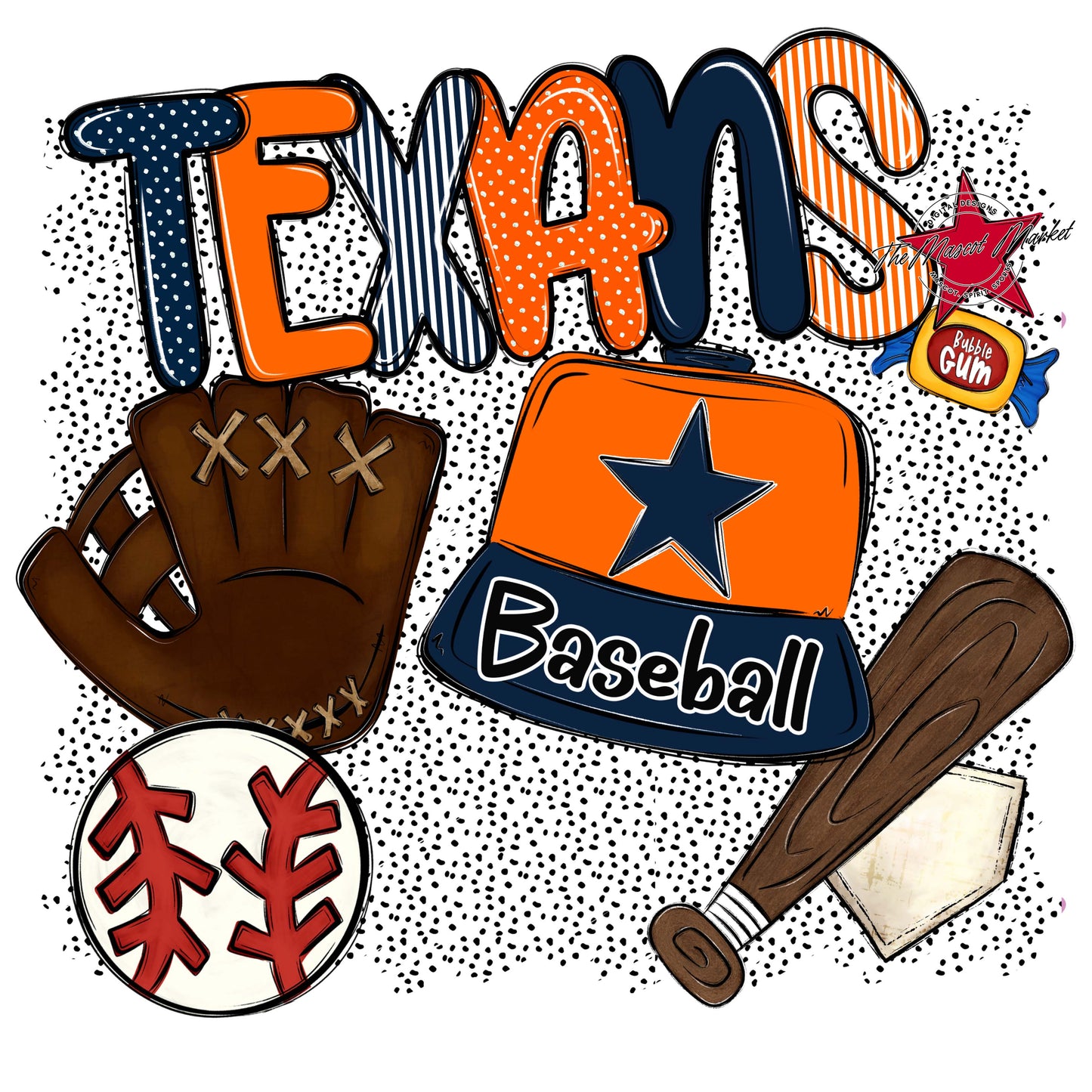 Texans Baseball Spirit-Navy & Orange