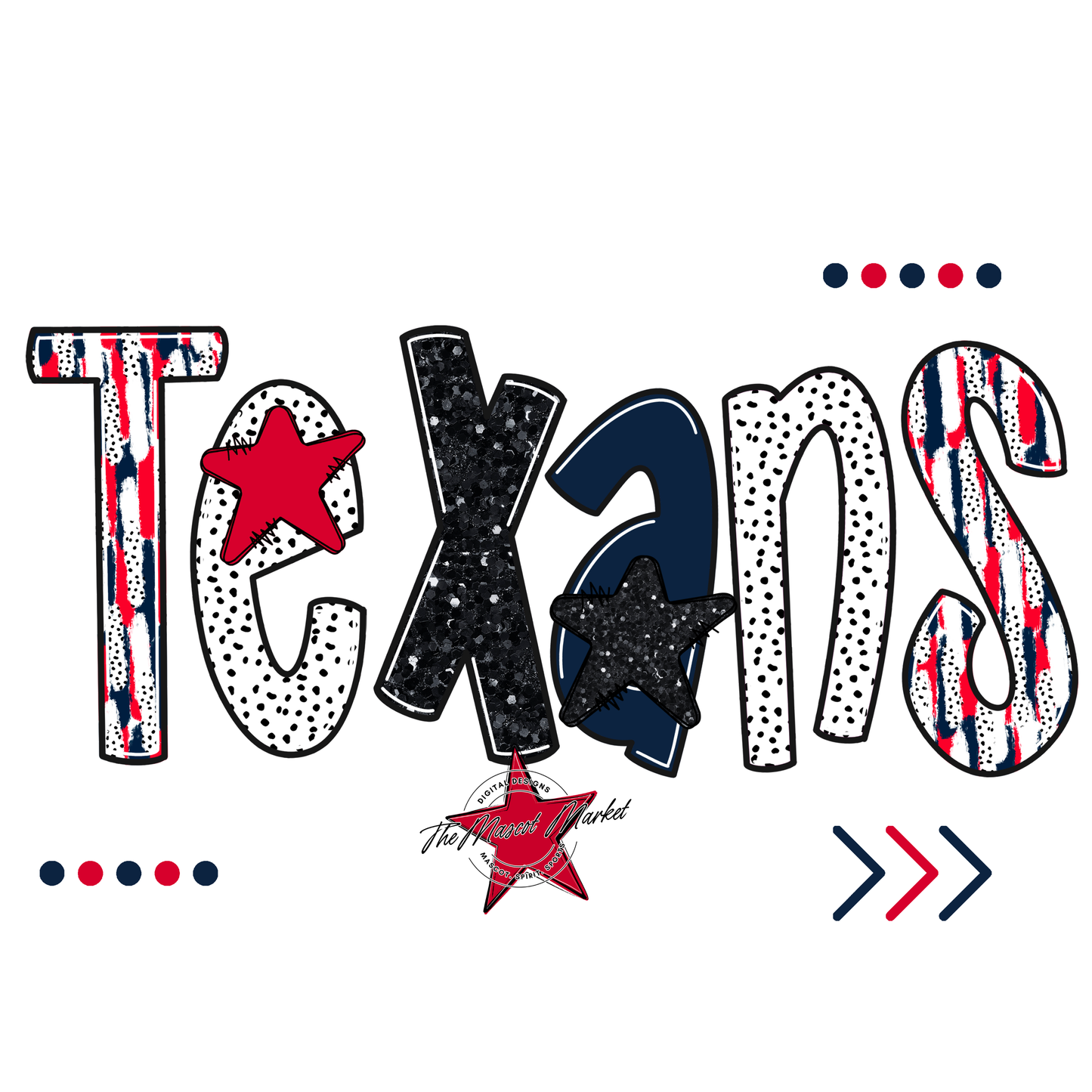 Texans Brushstroke Alpha w Arrows-Navy-Red